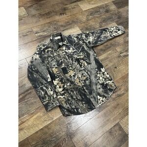 Vintage 90s Mossy Oak Treestand Camo Hunting Button Down Shirt RedHead Large‎